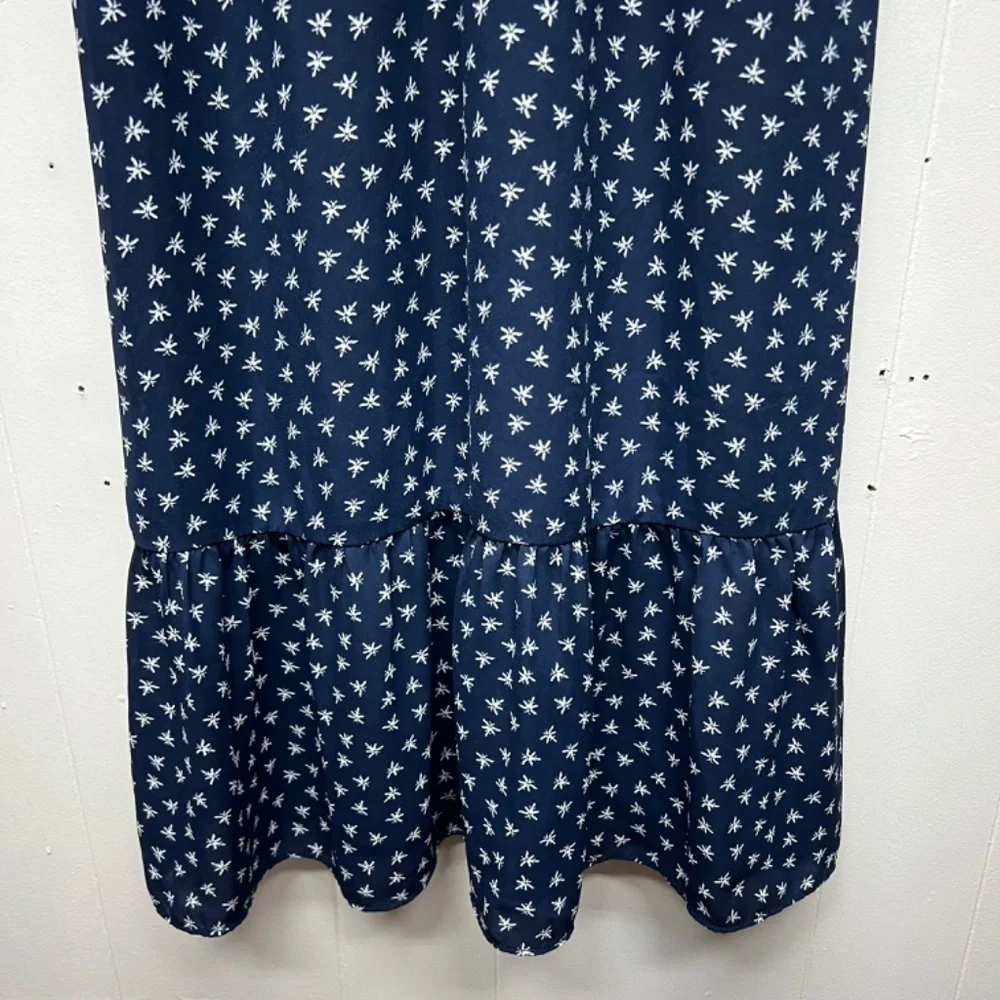 J. Crew Mercantile Navy Blue High Waisted Ruffle Hem Cap Sleeve Women's Dress XS